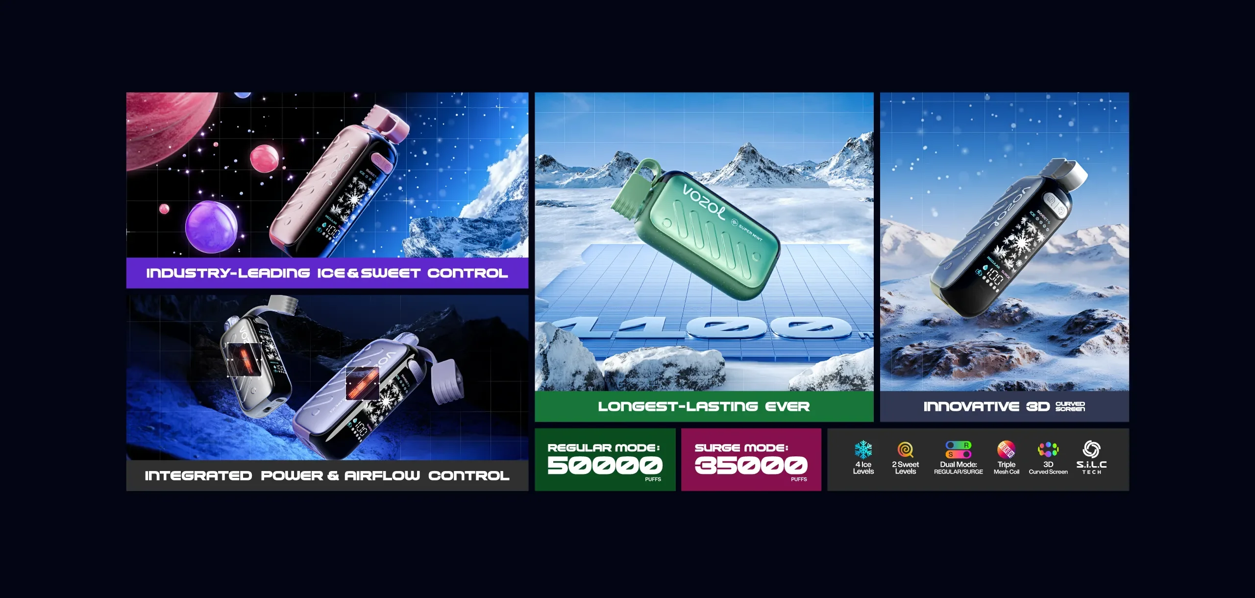 🧊VOZOL GEAR ICE&SWEET 50000 Puffs-Disposable Vape with Ice & Sweet Control